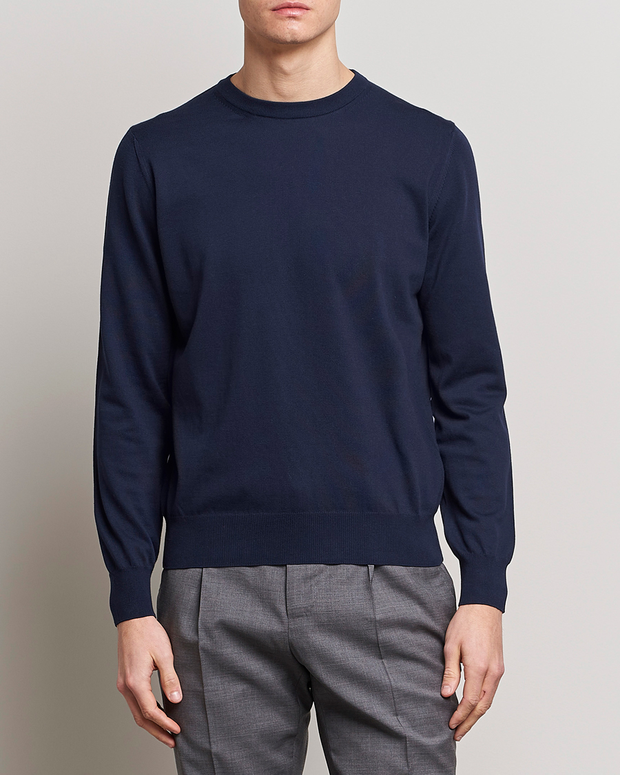 Mies | Formal Wear | Canali | Cotton Crew Neck Pullover Navy