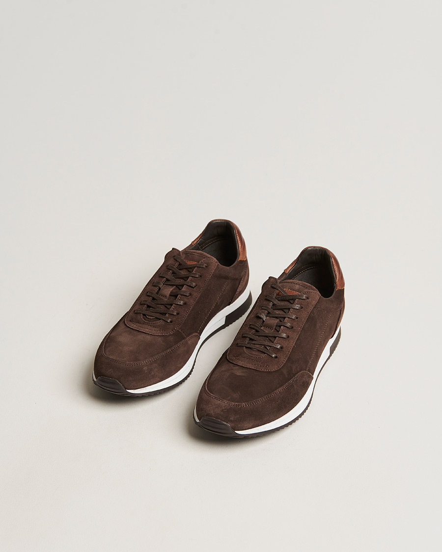 Mies | Citylenkkarit | Design Loake | Loake 1880 Bannister Running Sneaker Dark Brown Suede
