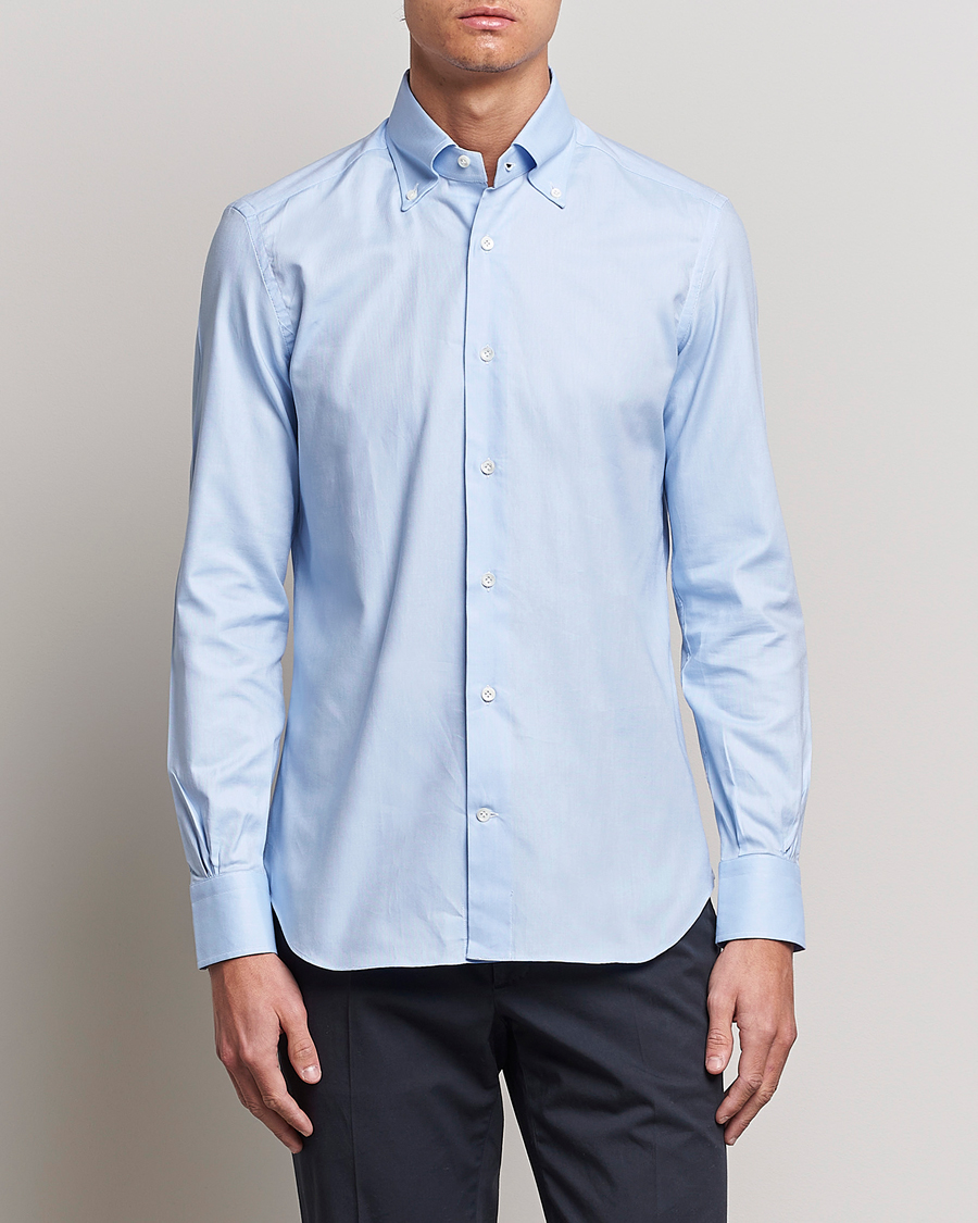 Mies | Formal Wear | Mazzarelli | Soft Oxford Button Down Shirt Light Blue
