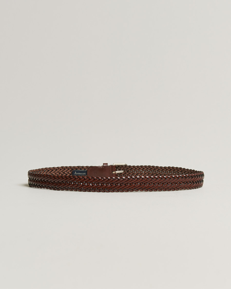 Mies |  | Anderson\'s | Woven Leather Belt 3 cm Cognac
