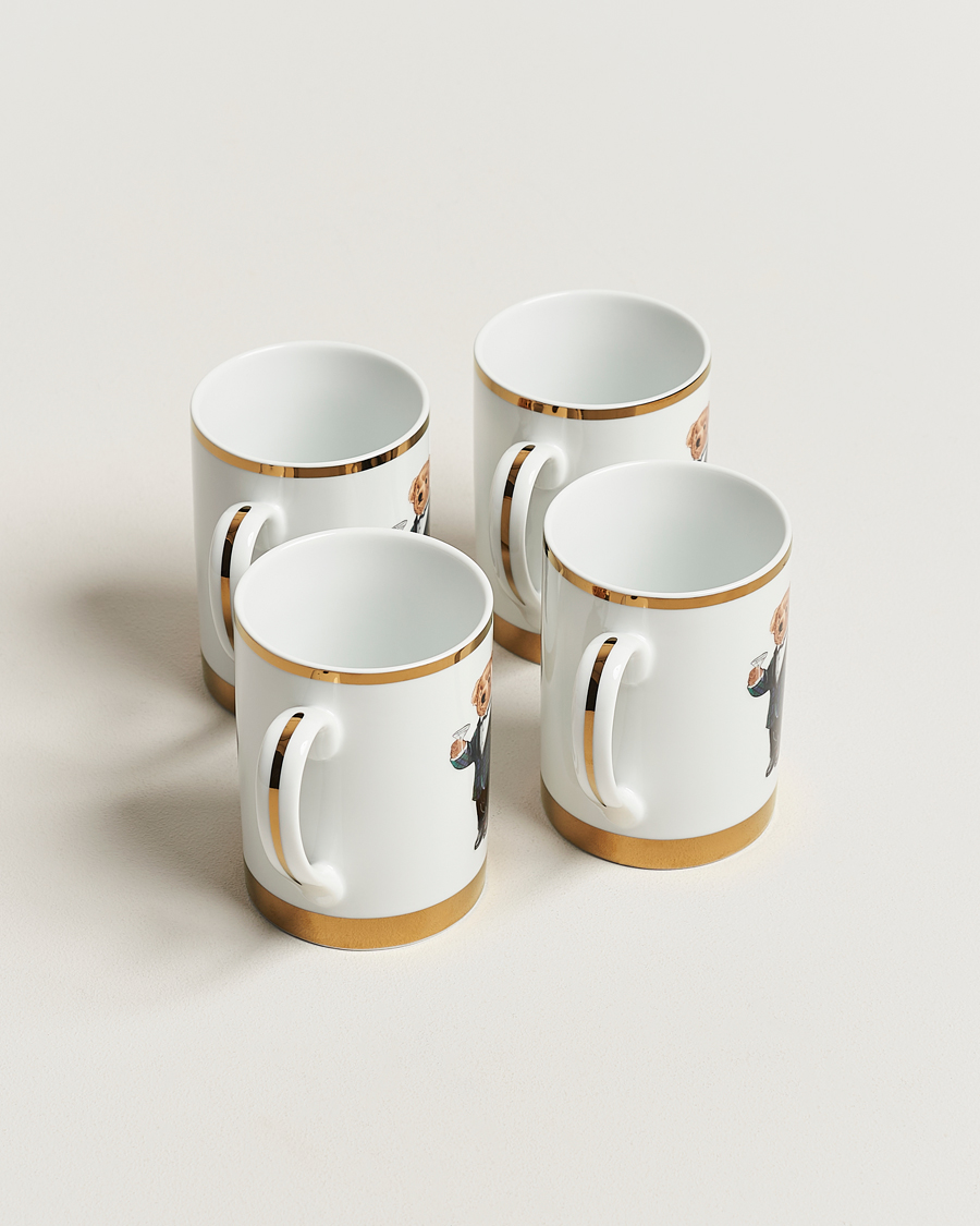 Mies | Kotona viihtyvälle | Ralph Lauren Home | Thompson Bear Porcelain Mug Set 4pcs White/Gold