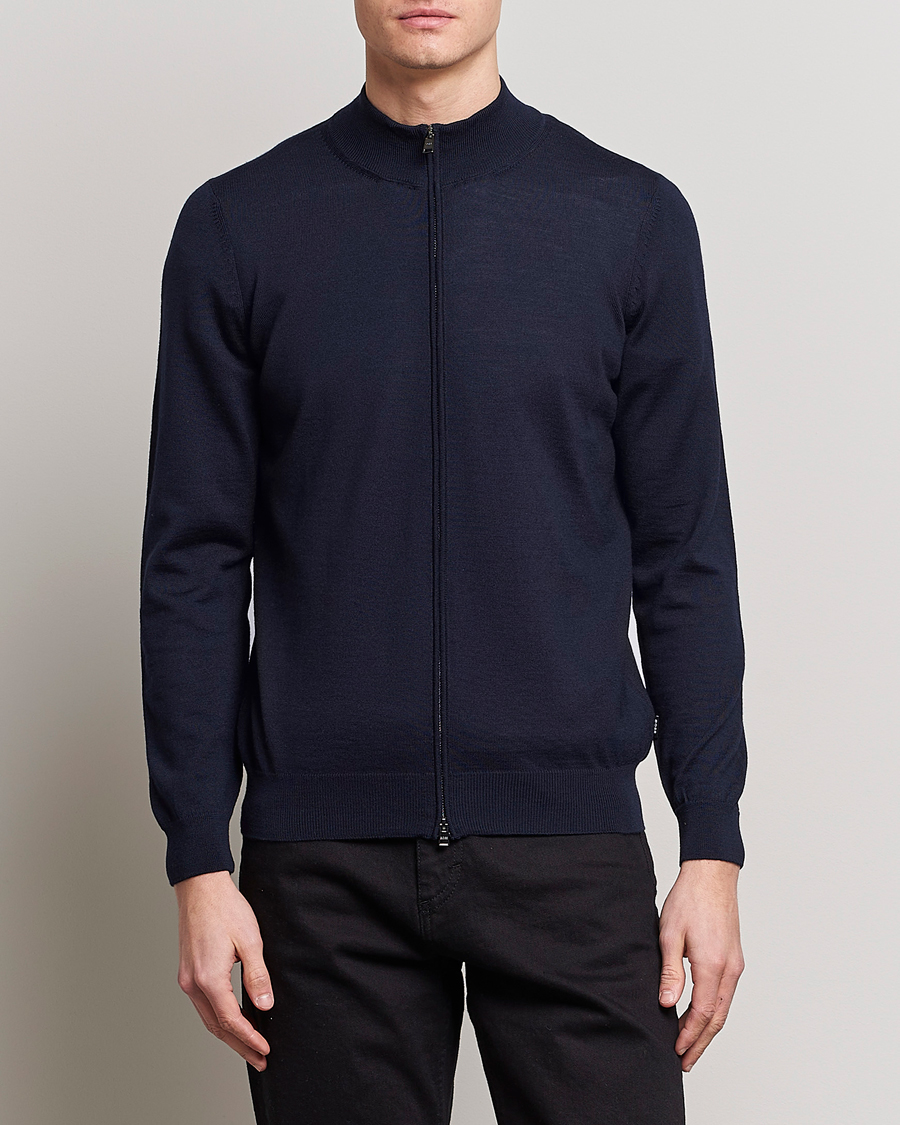Mies | BOSS BLACK | BOSS BLACK | Balonso Full-Zip Sweater Dark Blue