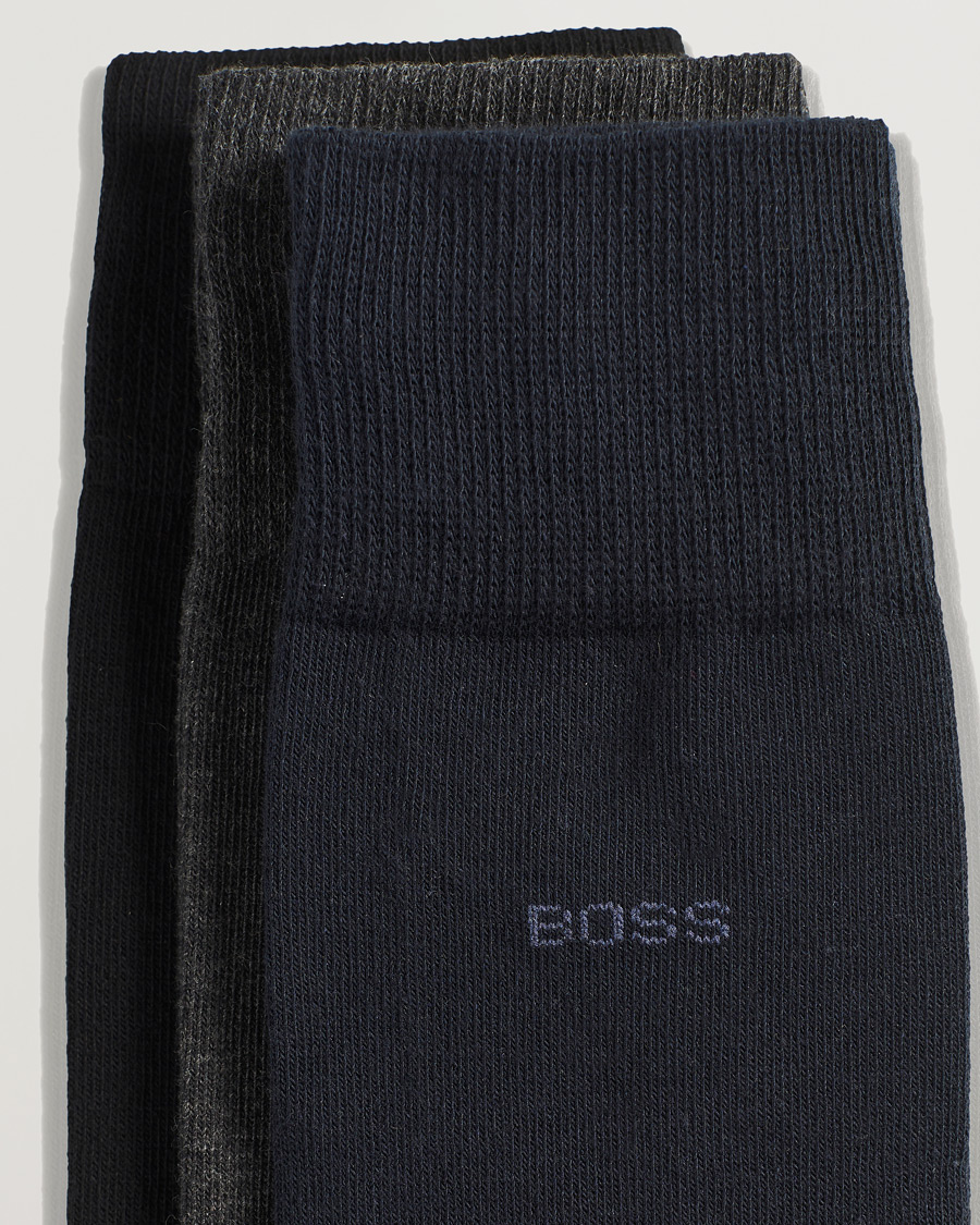 Mies | BOSS | BOSS BLACK | 3-Pack RS Uni Socks Navy/Black/Grey