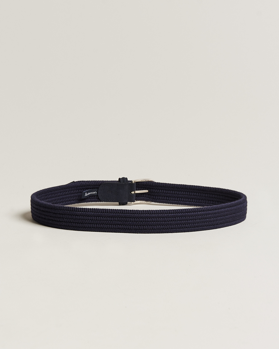 Mies |  | Anderson\'s | Braided Wool Belt Navy