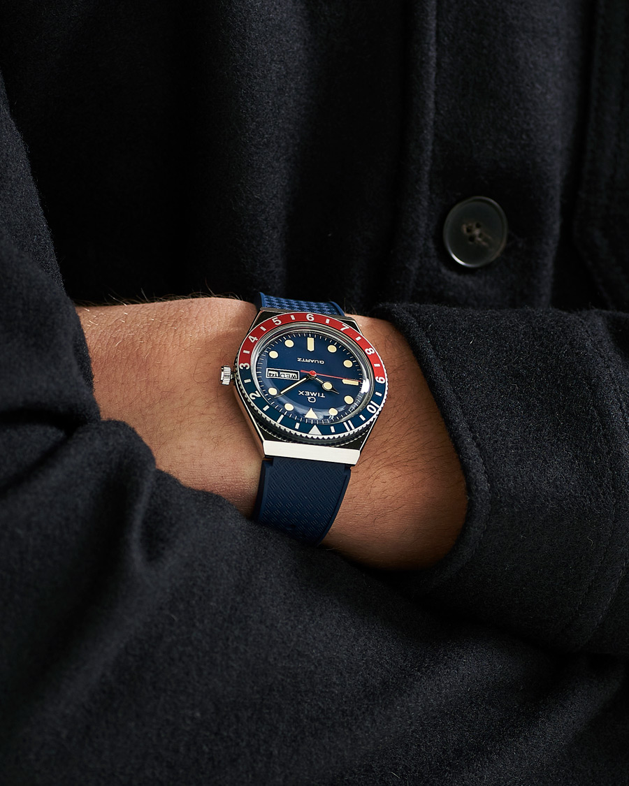 Mies | Timex | Timex | Q Diver 38mm Rubber Strap Blue/Red