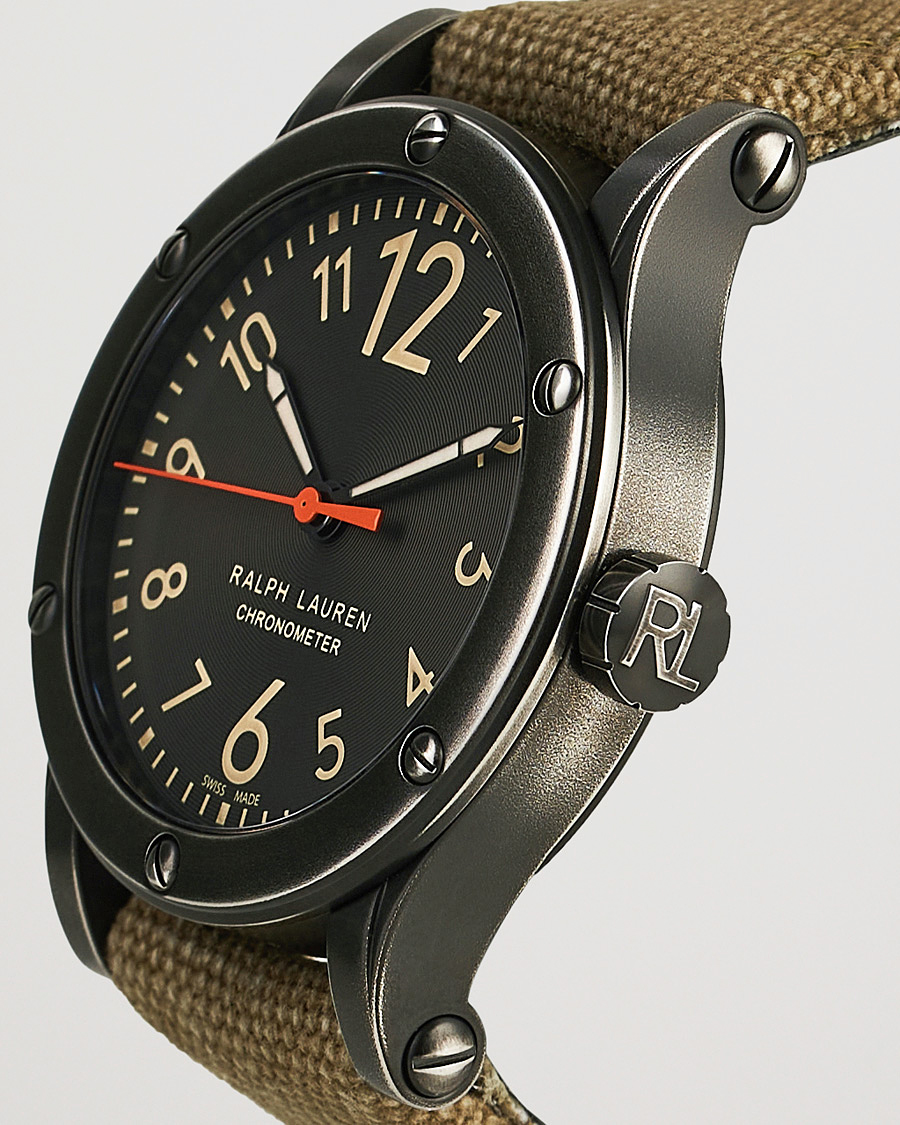 Mies | Asusteet | Polo Ralph Lauren | 45mm Safari Chronometer Black Steel/Canvas Strap