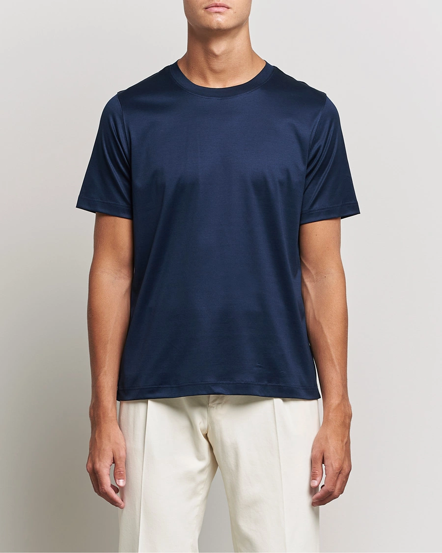 Mies | Eton | Eton | Filo Di Scozia Cotton T-Shirt Navy