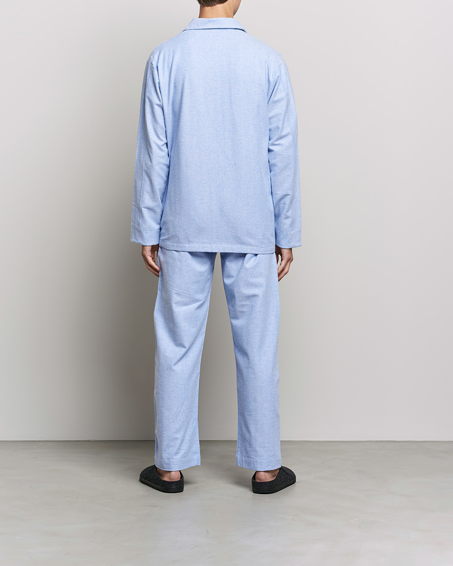 Mies | Yöpuvut ja kylpytakit | Derek Rose | Brushed Cotton Flannel Herringbone Pyjama Set Blue