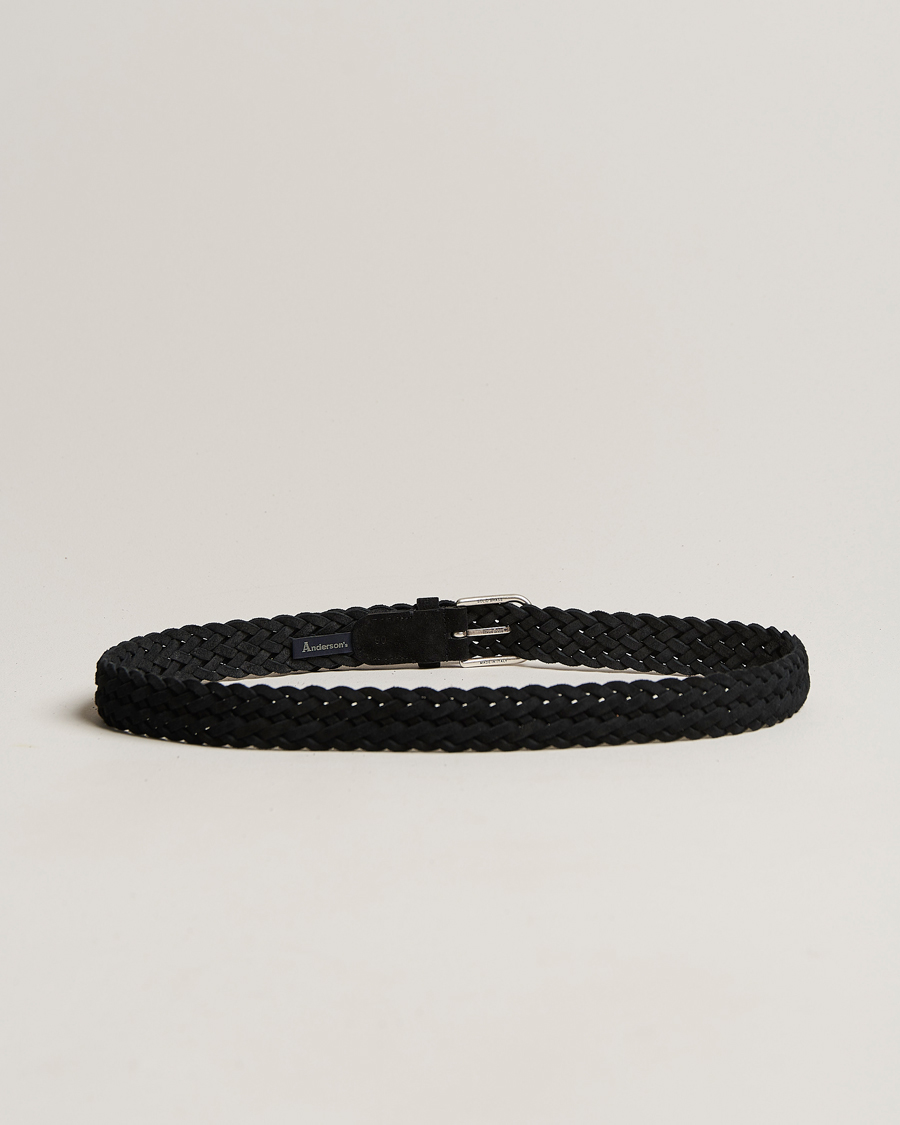 Mies | Anderson's | Anderson\'s | Woven Suede Belt 3 cm Black