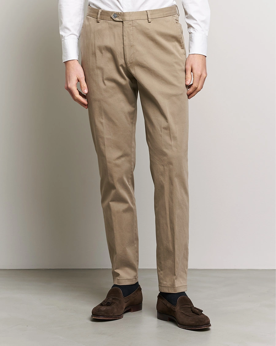 Mies |  | Oscar Jacobson | Denz Casual Cotton Trousers Beige