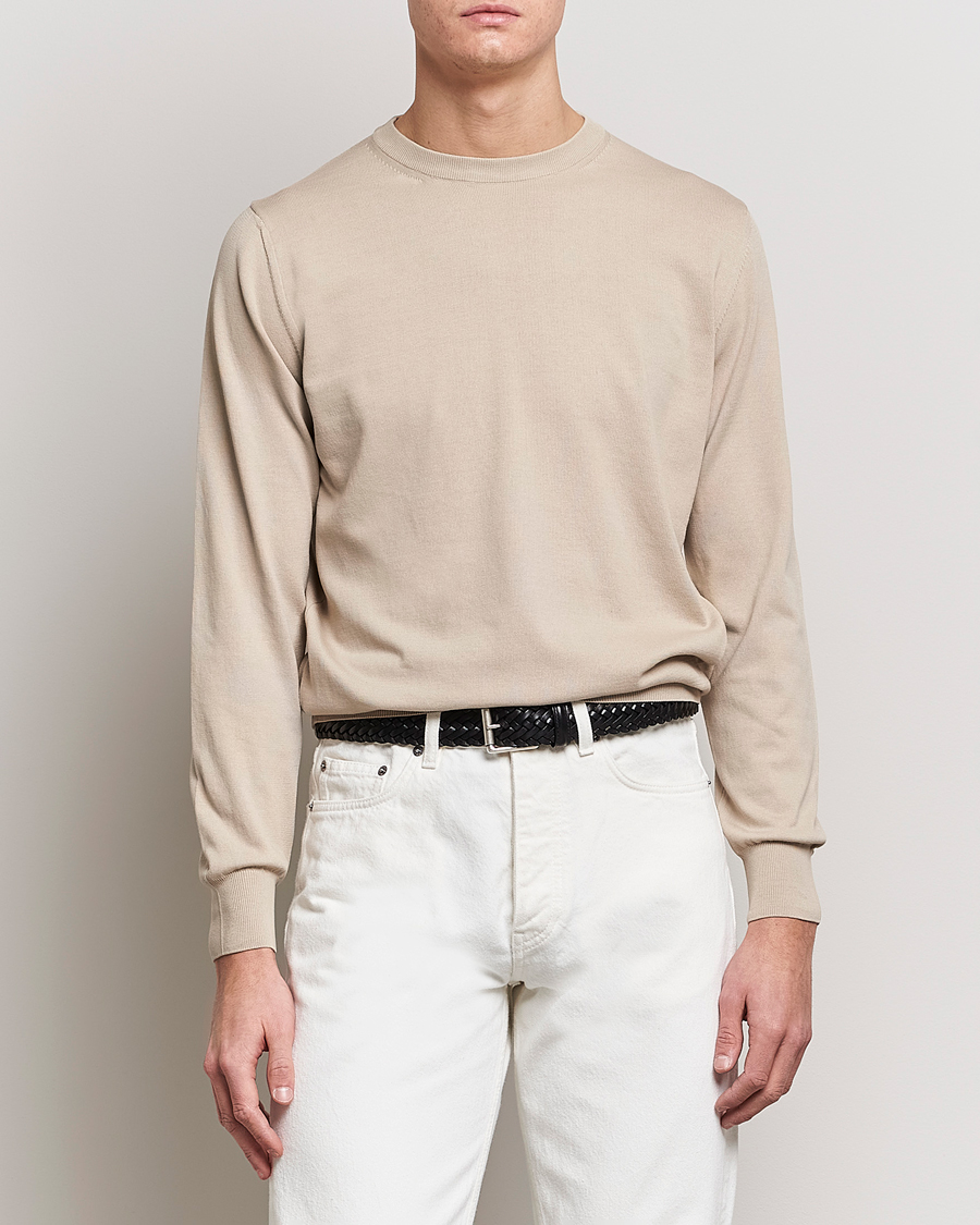 Mies | Formal Wear | Canali | Cotton Crew Neck Pullover Beige