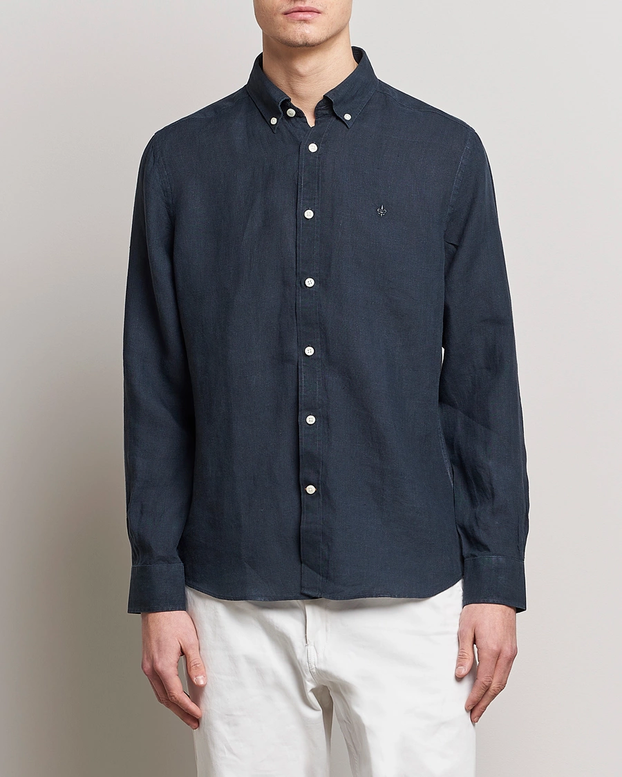 Mies |  | Morris | Douglas Linen Button Down Shirt Navy