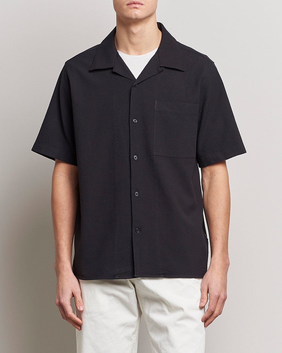 Mies | NN07 | NN07 | Julio Seersucker Short Sleeve Shirt Black