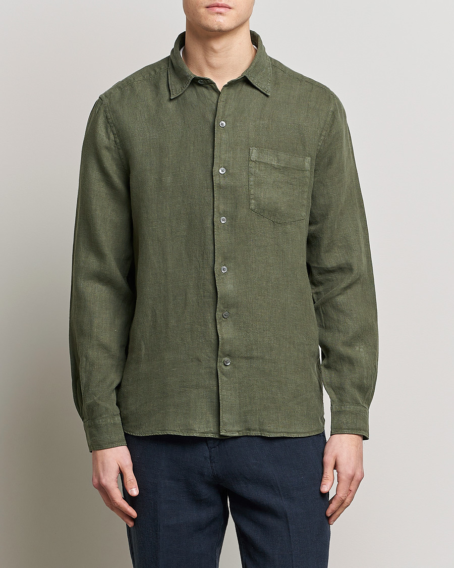 Mies | Rennot | A Day\'s March | Abu Linen Shirt Seaweed