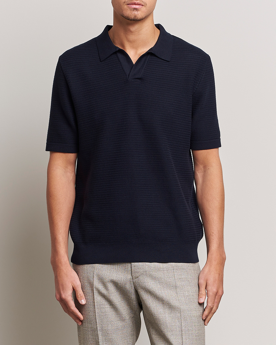 Mies | Vaatteet | Sunspel | Knitted Polo Shirt Navy