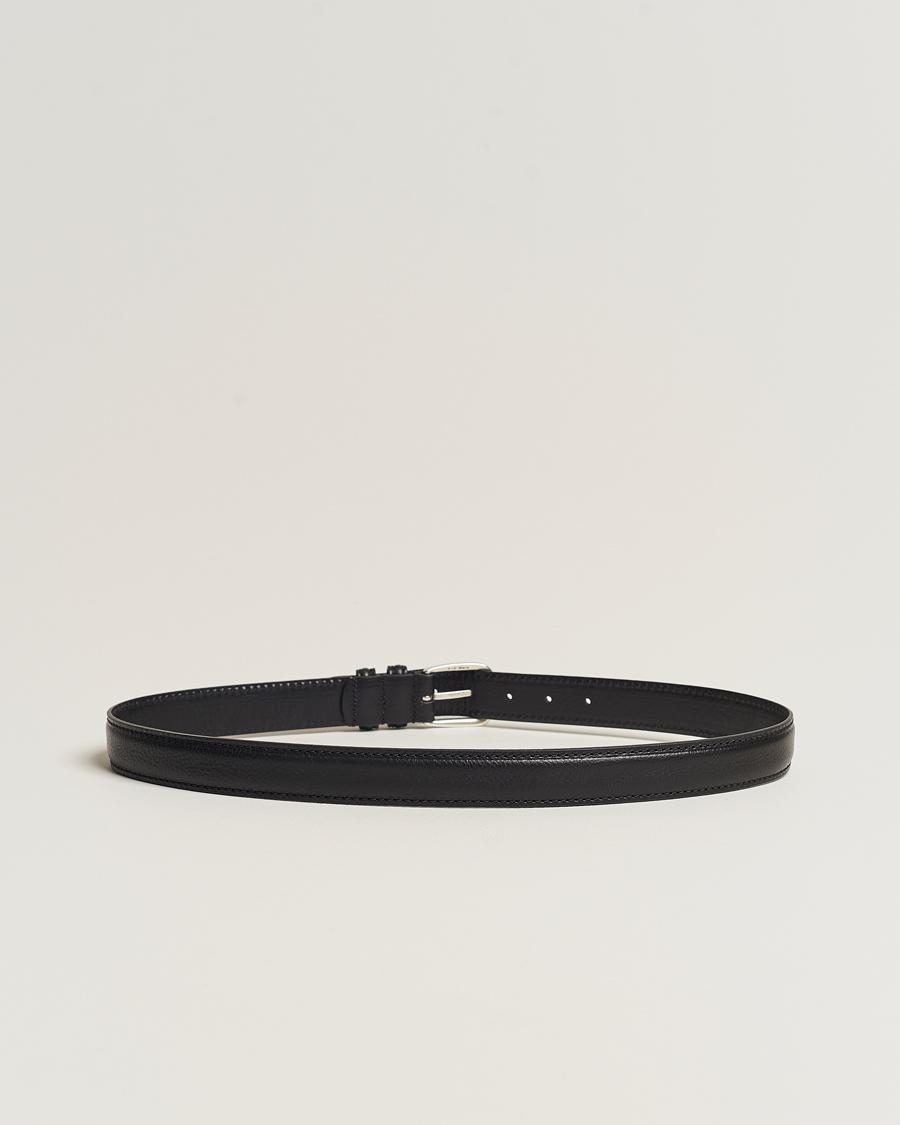 Mies | Sileät vyöt | Anderson\'s | Grained Leather Belt 3 cm Black