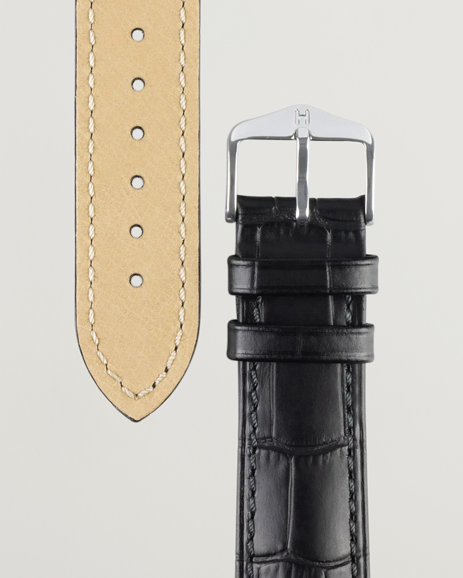 Mies | Kellonrannekkeet | HIRSCH | Duke Embossed Leather Watch Strap Black