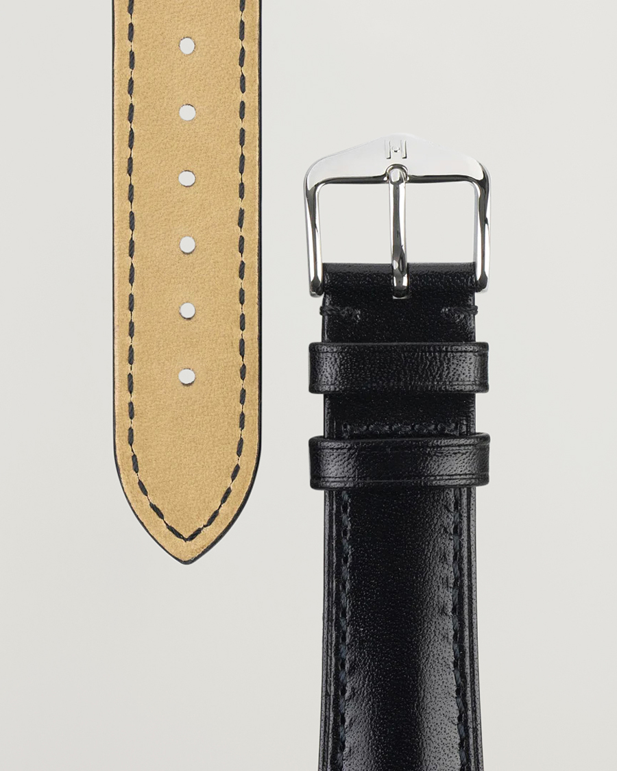Mies | Kellonrannekkeet | HIRSCH | Siena Tuscan Leather Watch Strap Black