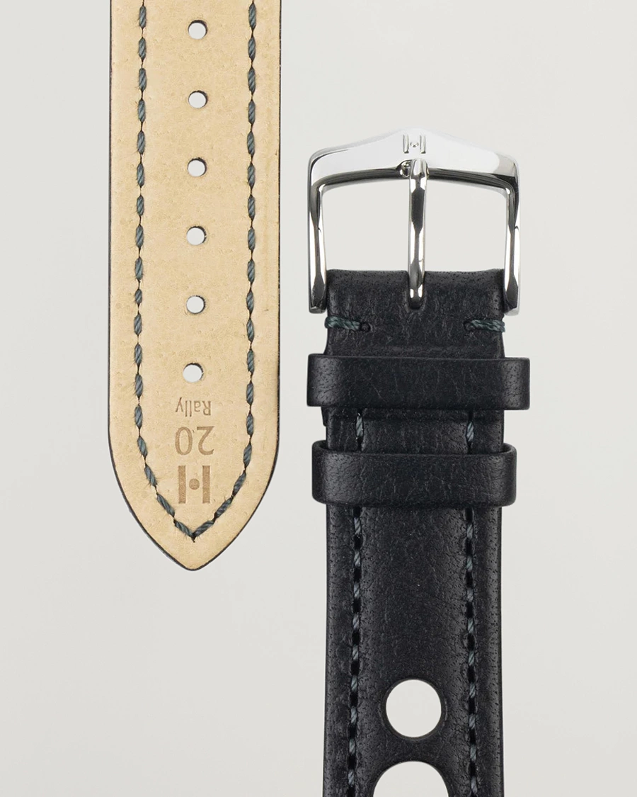 Mies | HIRSCH | HIRSCH | Rally Natural Leather Racing Watch Strap Black