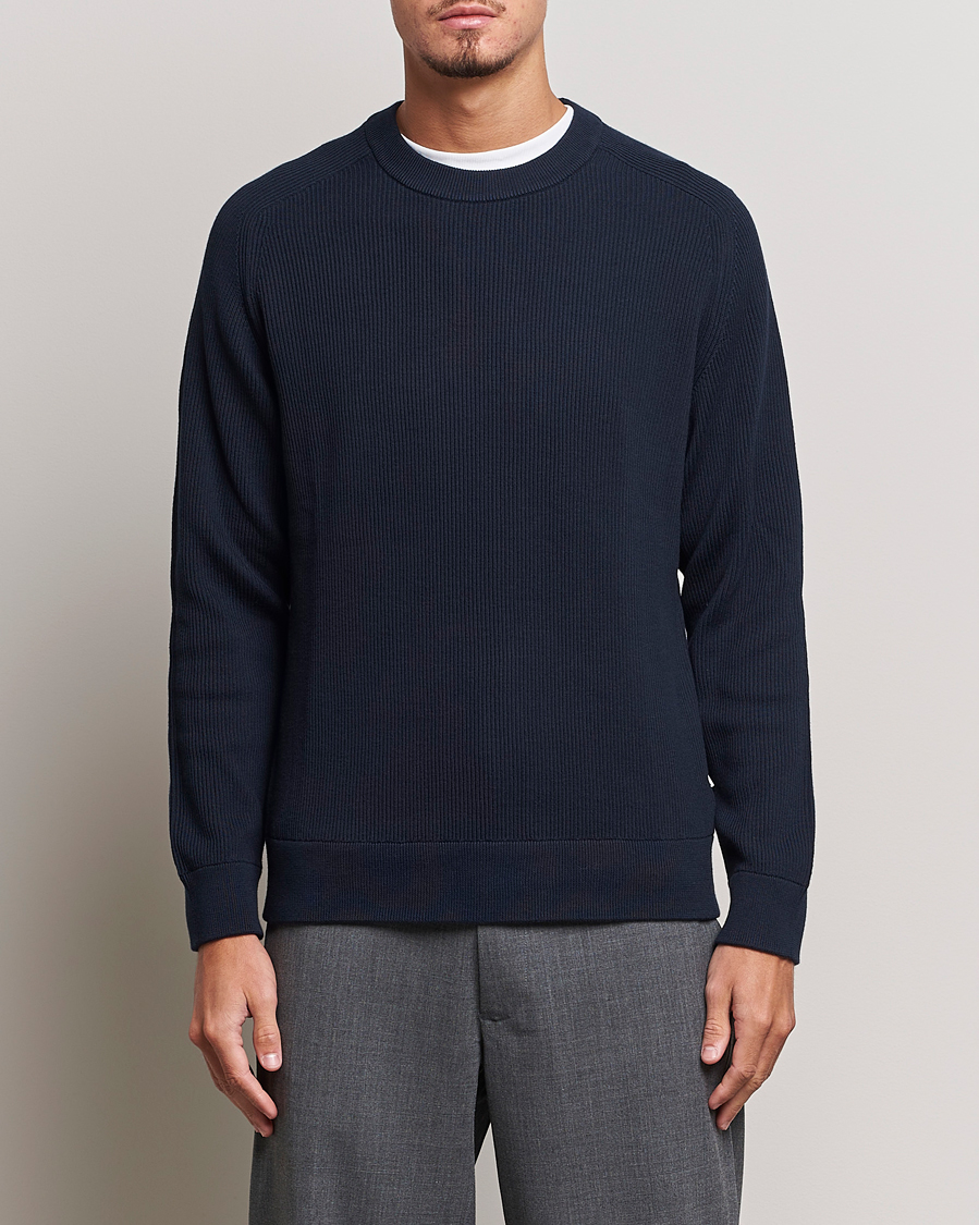 Mies | Neuleet | NN07 | Kevin Cotton Knitted Sweater Navy Blue