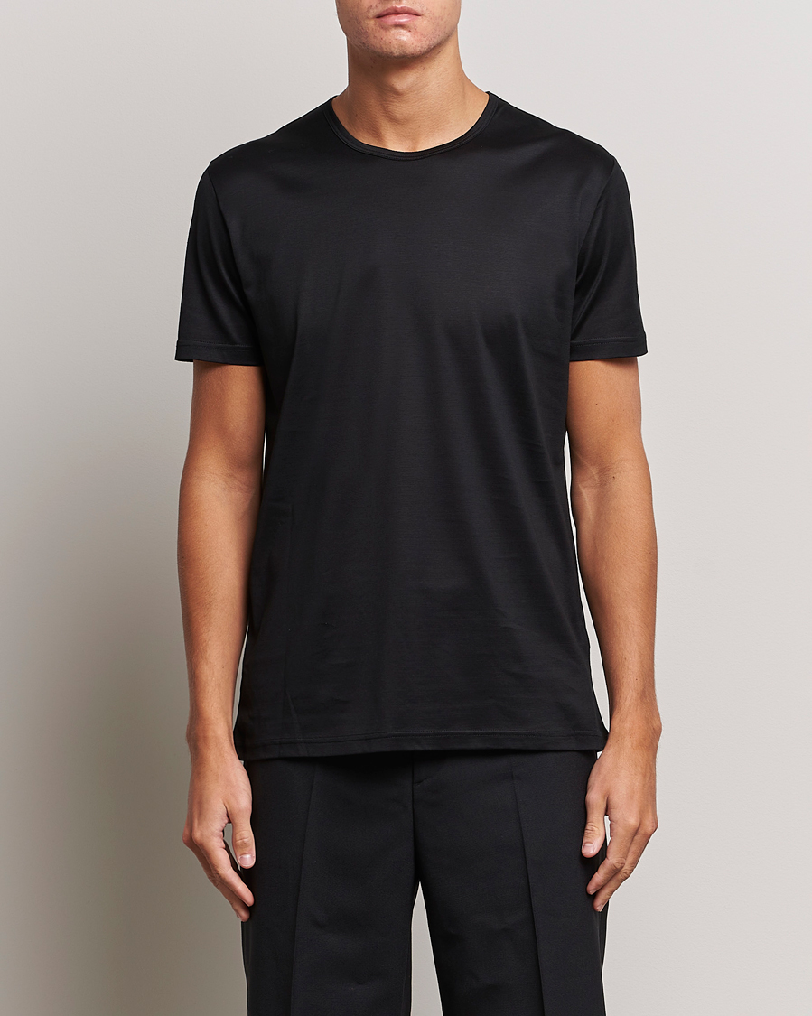 Mies |  | Zegna | Filoscozia Pure Cotton Round Neck T-Shirt Black