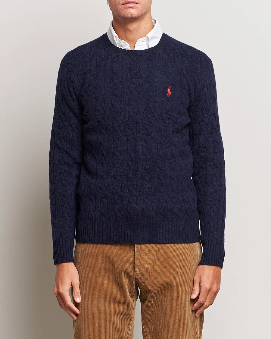 Mies | Neuleet | Polo Ralph Lauren | Wool/Cashmere Cable Crew Neck Pullover Hunter Navy
