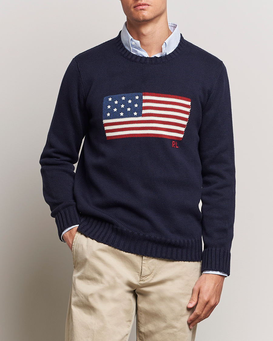 Mies | Only Polo | Polo Ralph Lauren | Cotton Knitted Flag Sweater Hunter Navy