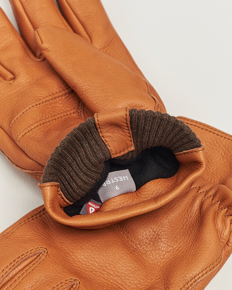 Mies |  | Hestra | Kjetil Deerskin Rib Knitted Cuff Glove Cognac