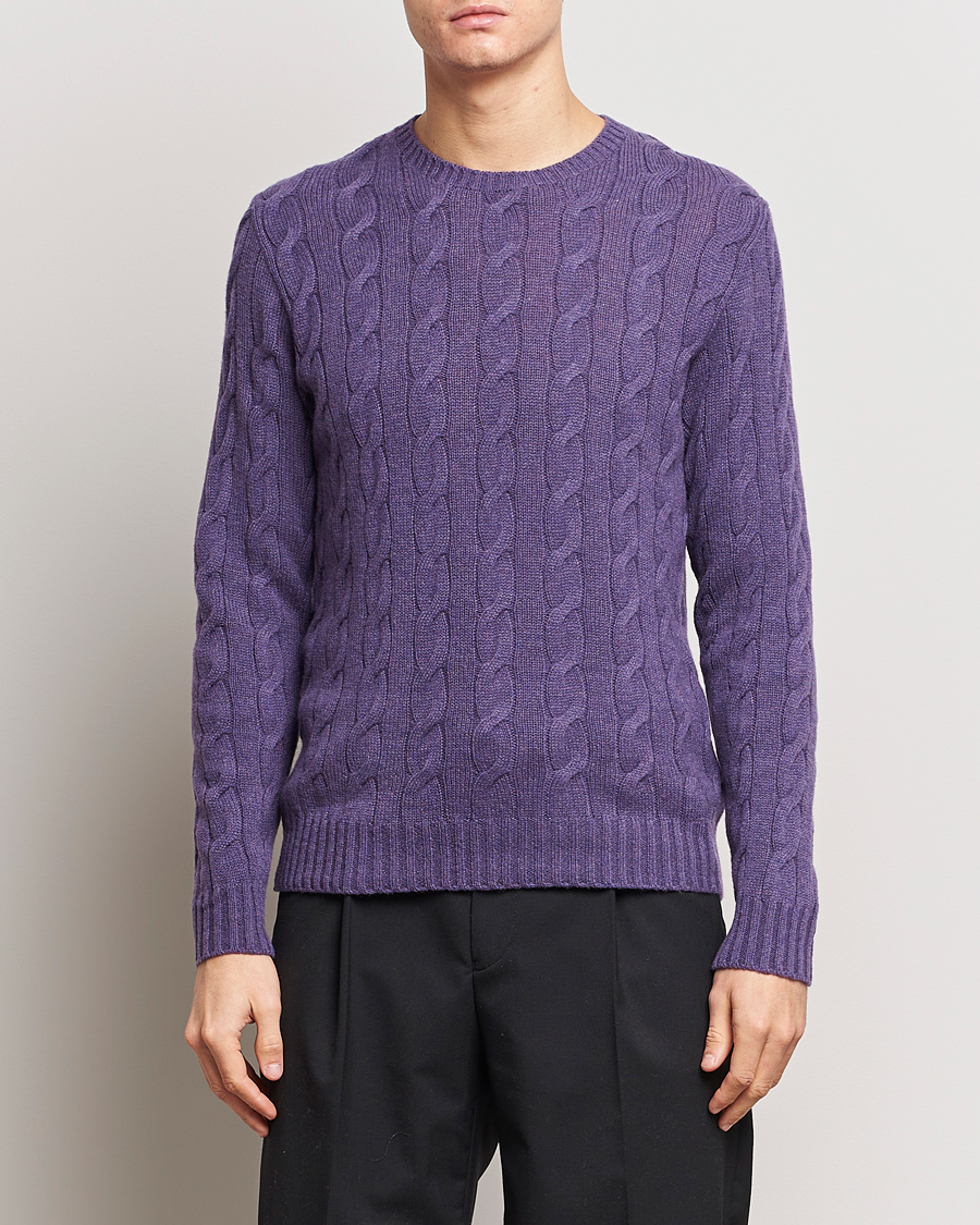 Mies | Kashmirneuleet | Ralph Lauren Purple Label | Cashmere Cable Sweater Purple Melange