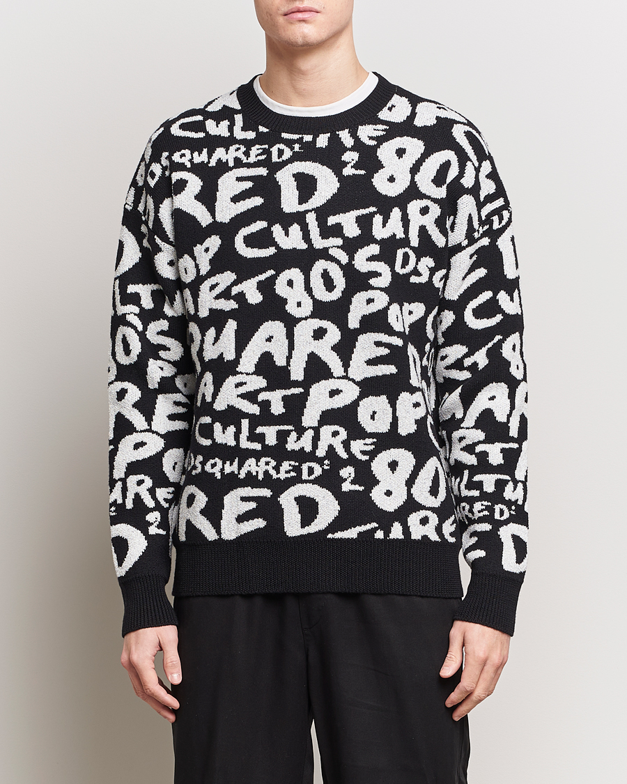 Mies | Vaatteet | Dsquared2 | Pop 80's Crew Neck Knitted Sweater Black