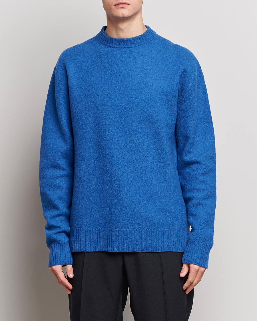 Mies | O-aukkoiset neulepuserot | Jil Sander | Lightweight Merino Wool Sweater Space Blue