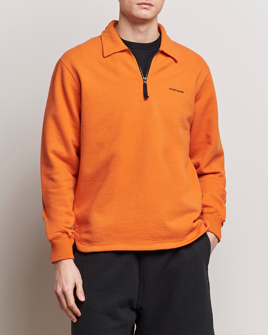 Mies | Half-zip | Stone Island | Heavy Cotton Fleece Half Zip Sweatshirt Orange
