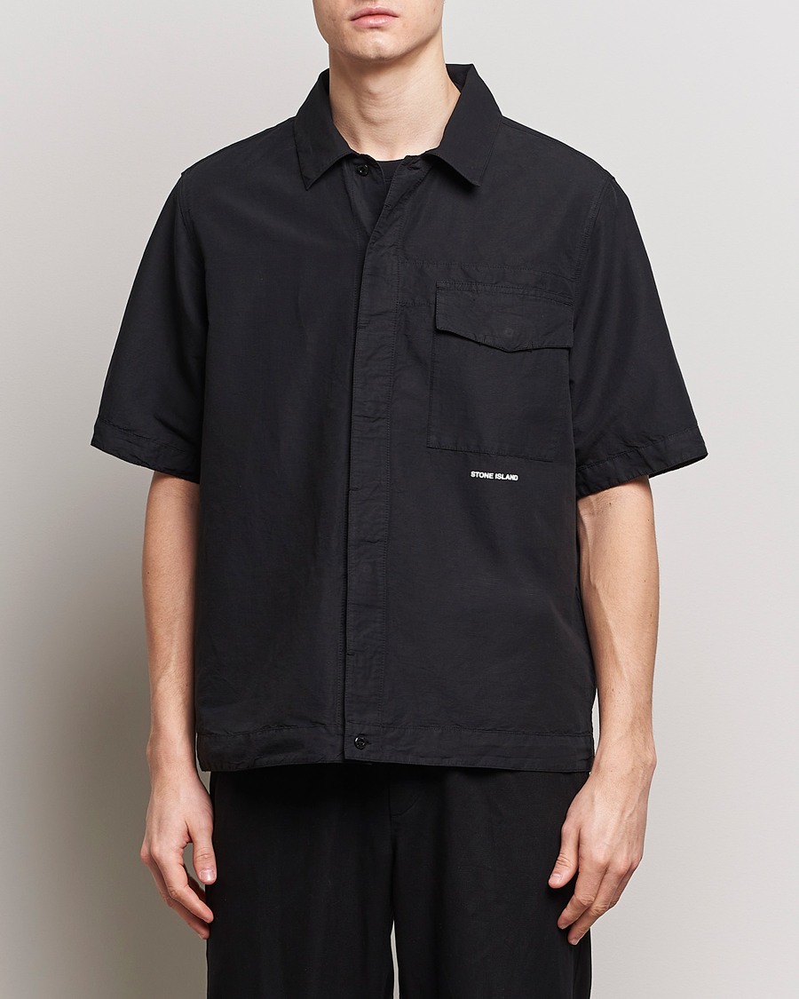 Mies | Stone Island | Stone Island | Cotton/Hemp Short Sleeve Shirts Black