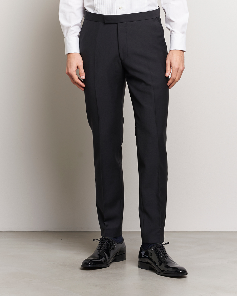 Mies | Vaatteet | Oscar Jacobson | Denz Wool Tuxedo Trousers Black