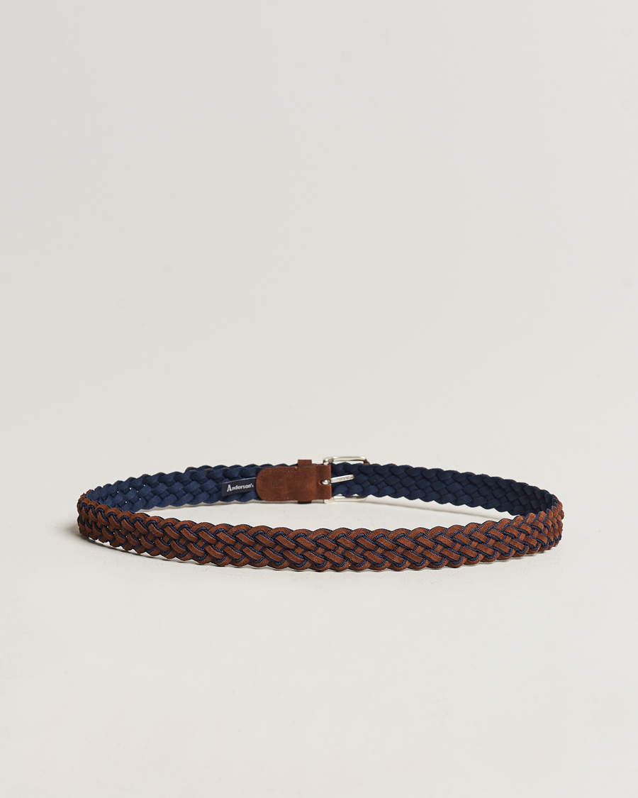 Mies | Anderson's | Anderson\'s | Woven Suede Mix Belt 3 cm Brown/Blue