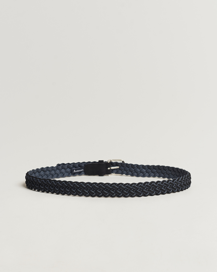 Mies | Vyöt | Anderson\'s | Woven Suede Mix Belt 3 cm Navy