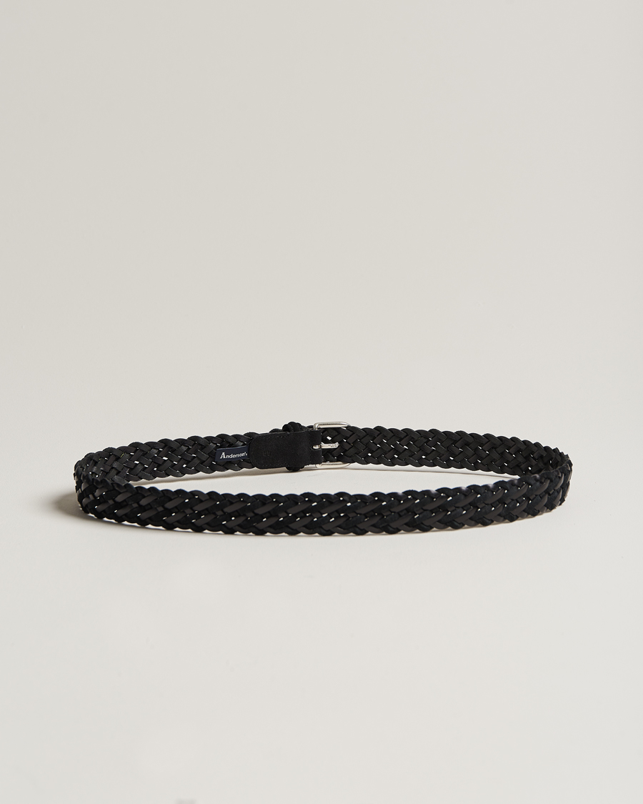 Mies | Vyöt | Anderson\'s | Woven Suede/Leather Belt 3 cm Black
