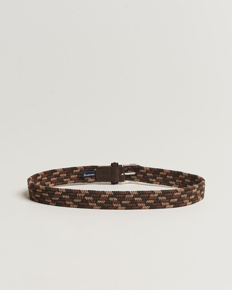 Mies |  | Anderson\'s | Braided Wool Belt Dark Brown