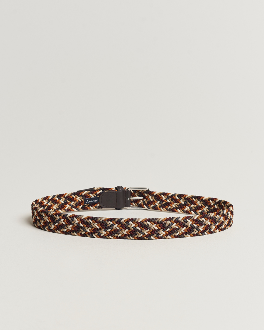 Mies | Anderson's | Anderson\'s | Stretch Woven 3,5 cm Belt Multi Brown