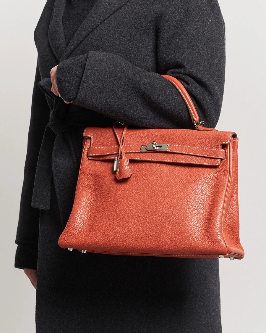 Mies |  | Hermès Pre-Owned | Kelly 35 Handbag Taurillion Clemence Orange 