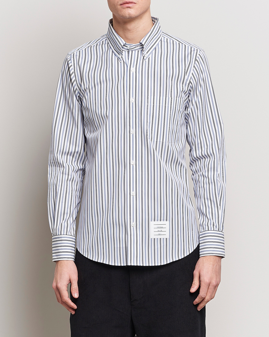 Mies | Vaatteet | Thom Browne | Button Down Poplin Shirt Navy Stripes