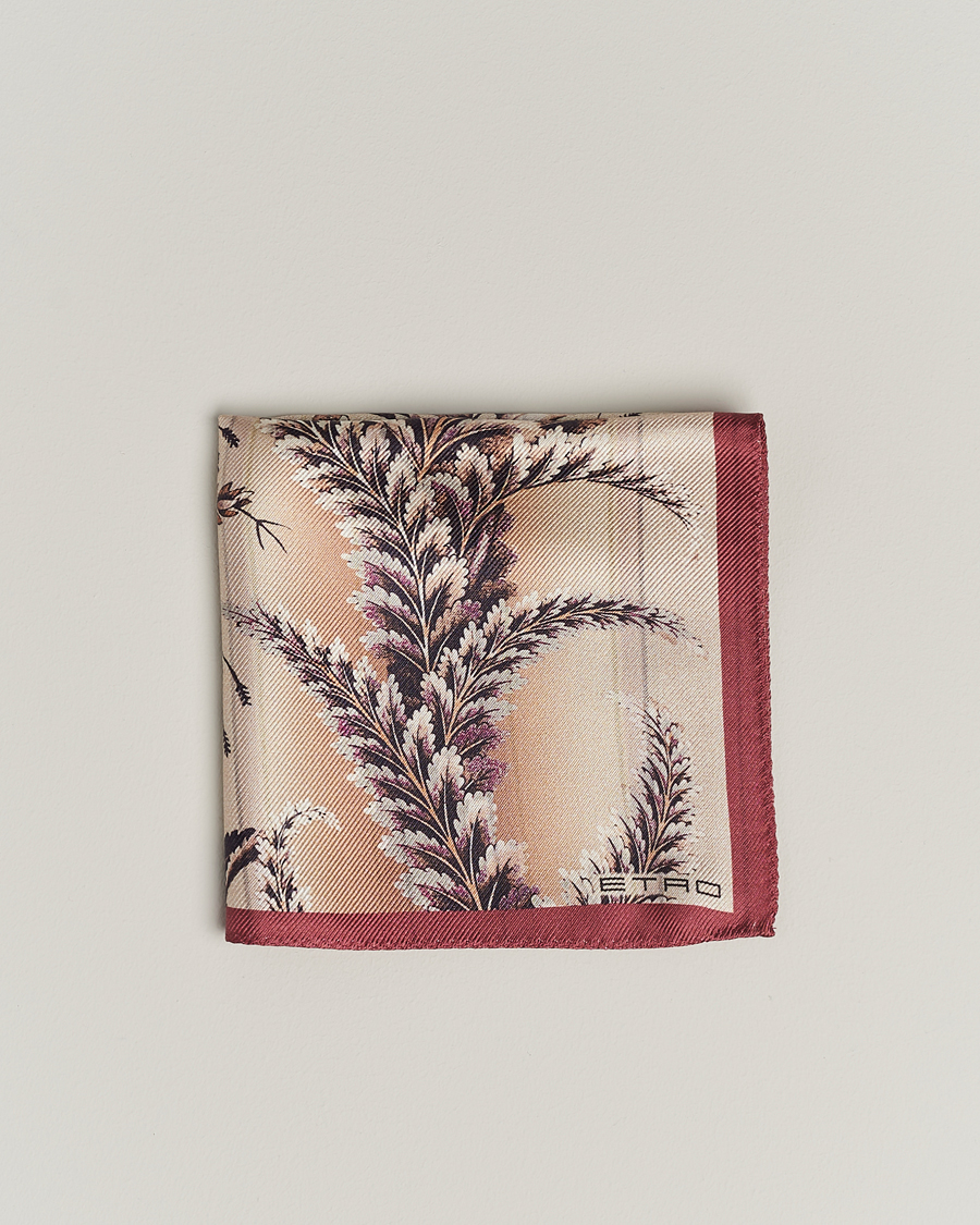 Mies | Etro | Etro | Printed Silk Pocket Square Beige/Burgundy