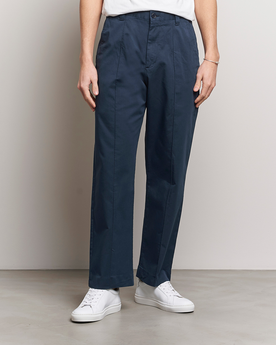 Mies | Housut | NN07 | Tauber Pleated Trousers Navy Blue