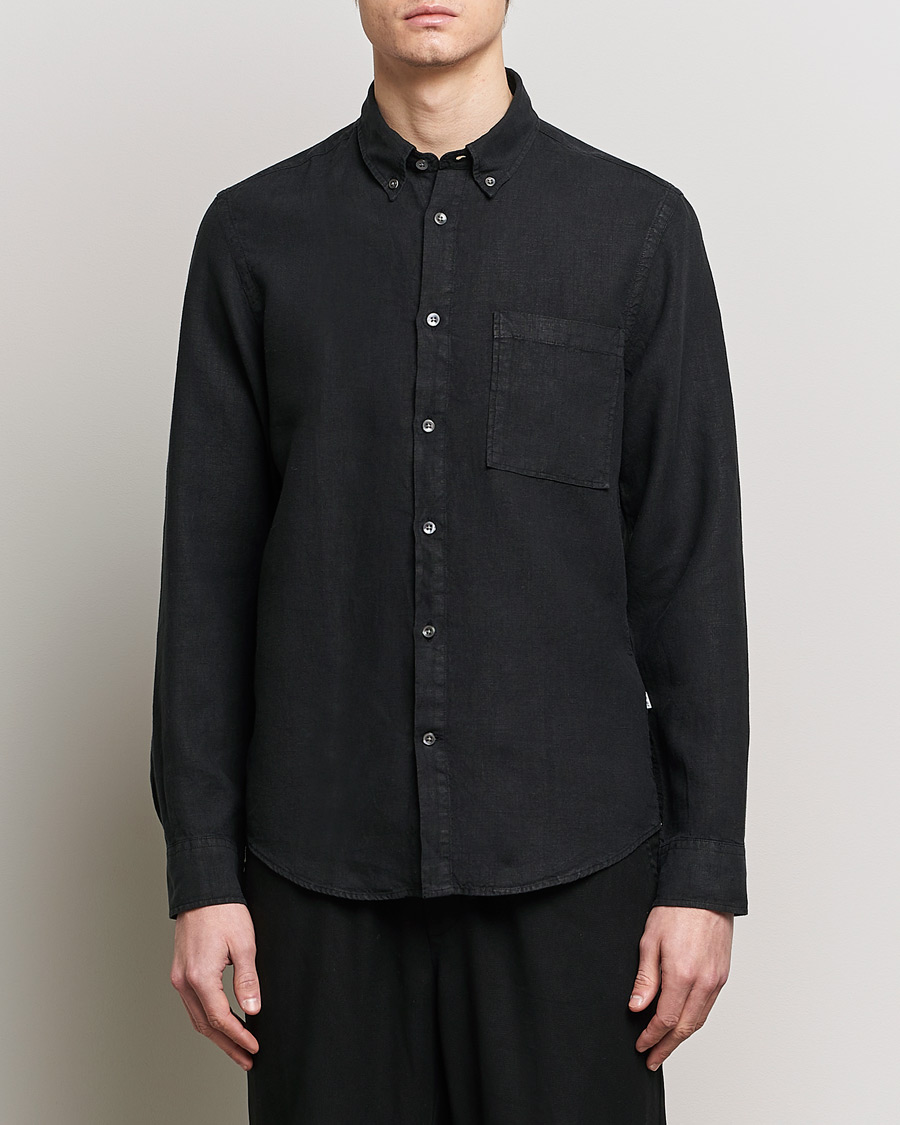Mies | Pellavapaidat | NN07 | Arne Linen Shirt Black