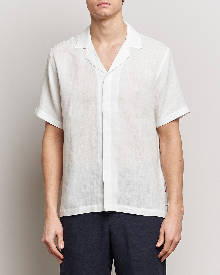 Mies | Orlebar Brown | Orlebar Brown | Maitan Short Sleeve Linen Shirt White