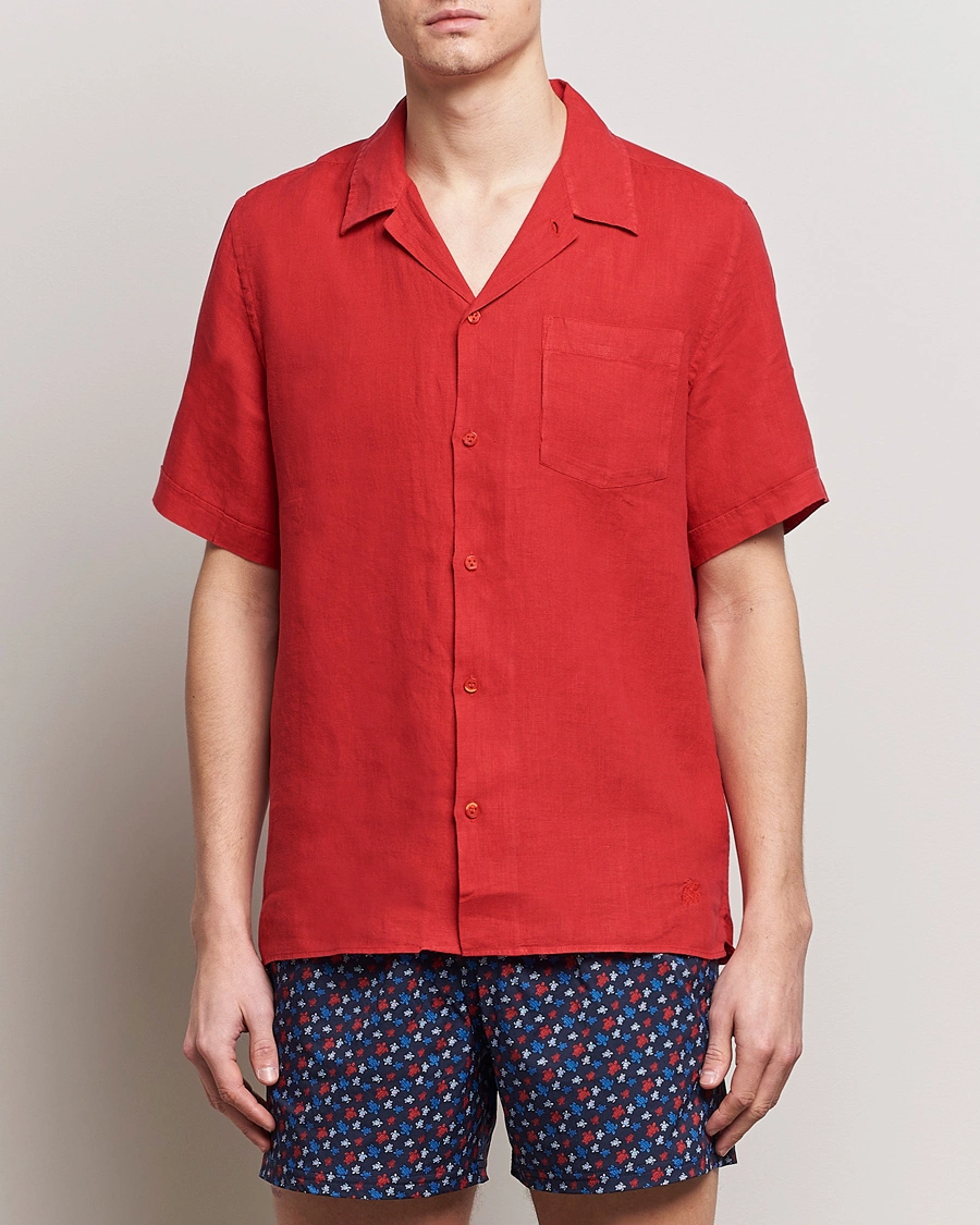 Mies | Vilebrequin | Vilebrequin | Carhli Resort Short Sleeve Shirt Mouline Rouge
