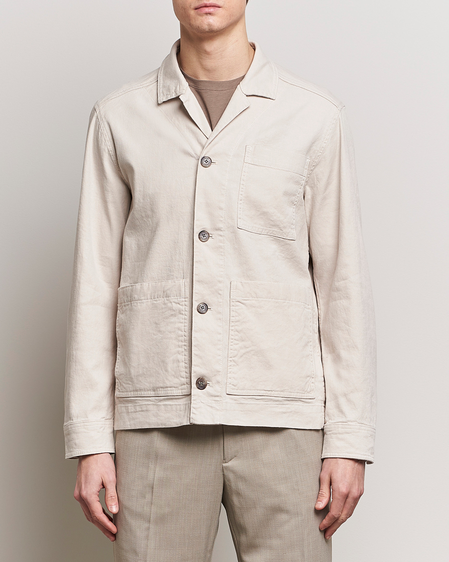Mies | Business & Beyond | J.Lindeberg | Errol Linen/Cotton Workwear Overshirt Moonbeam