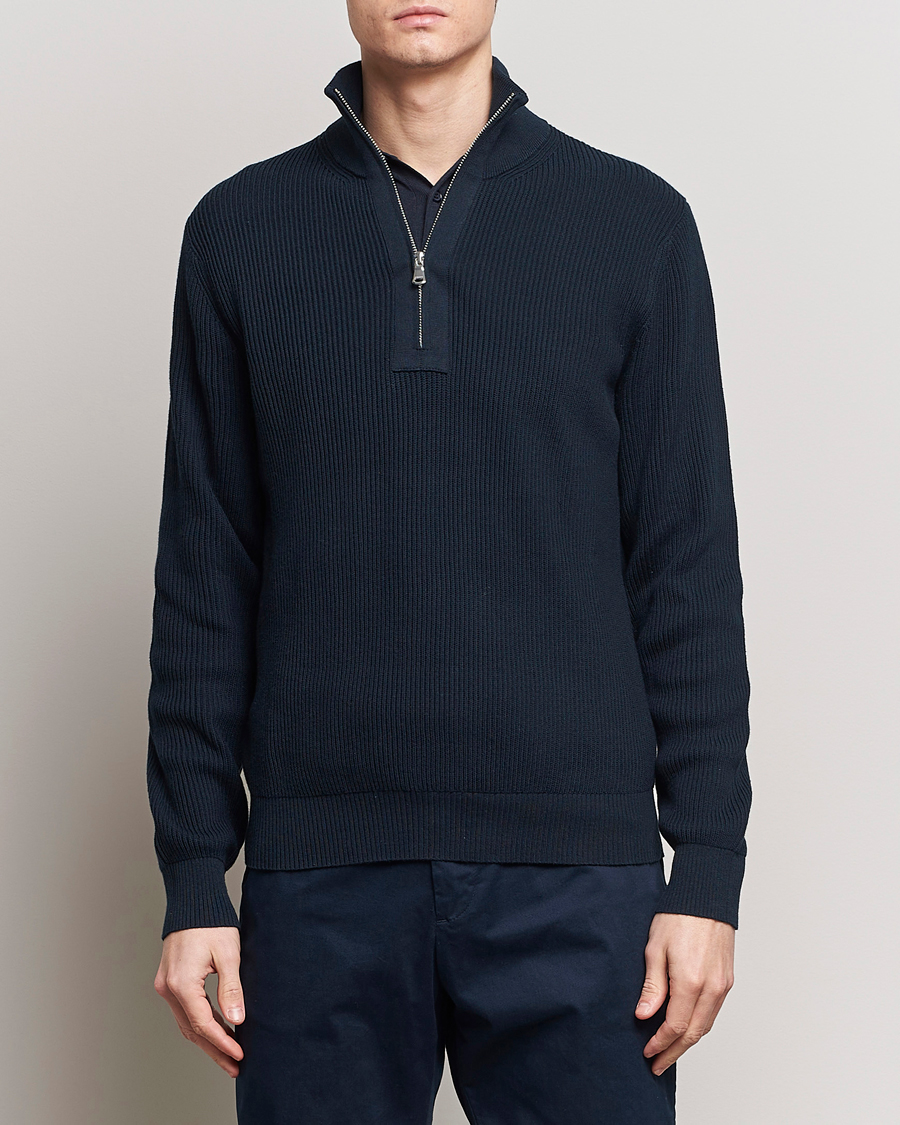 Mies |  | J.Lindeberg | Alex Half Zip Organic Cotton Sweater Navy