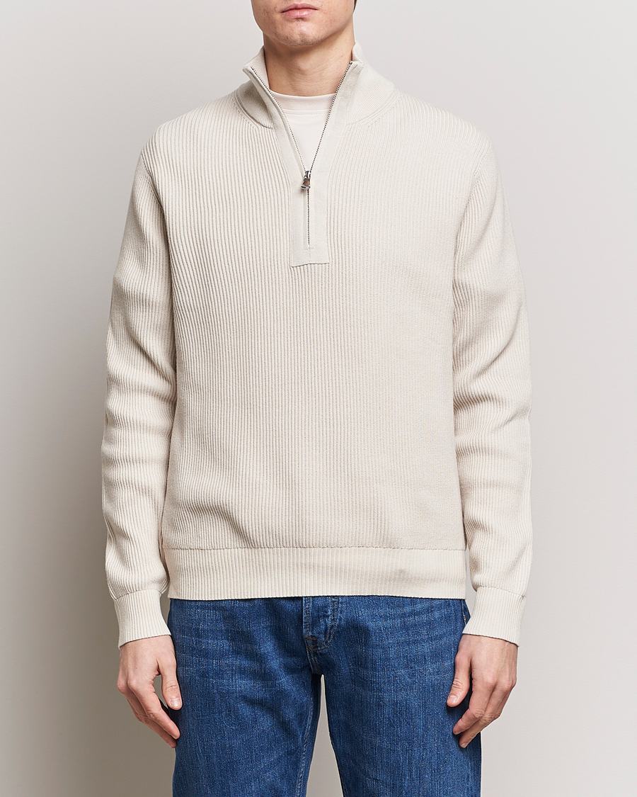 Mies | J.Lindeberg | J.Lindeberg | Alex Half Zip Organic Cotton Sweater Moonbeam