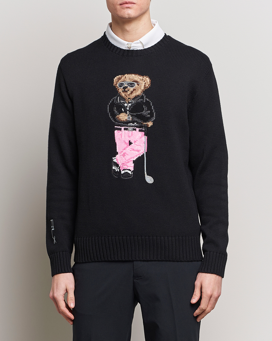 Mies | Collegepuserot | RLX Ralph Lauren | Bear Golfer Knitted Sweater Polo Black